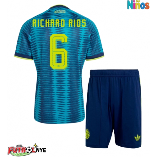 Camiseta Colombia Richard Rios #6 Visitante Equipación para niños Mundial 2026 manga corta (+ pantalones cortos)